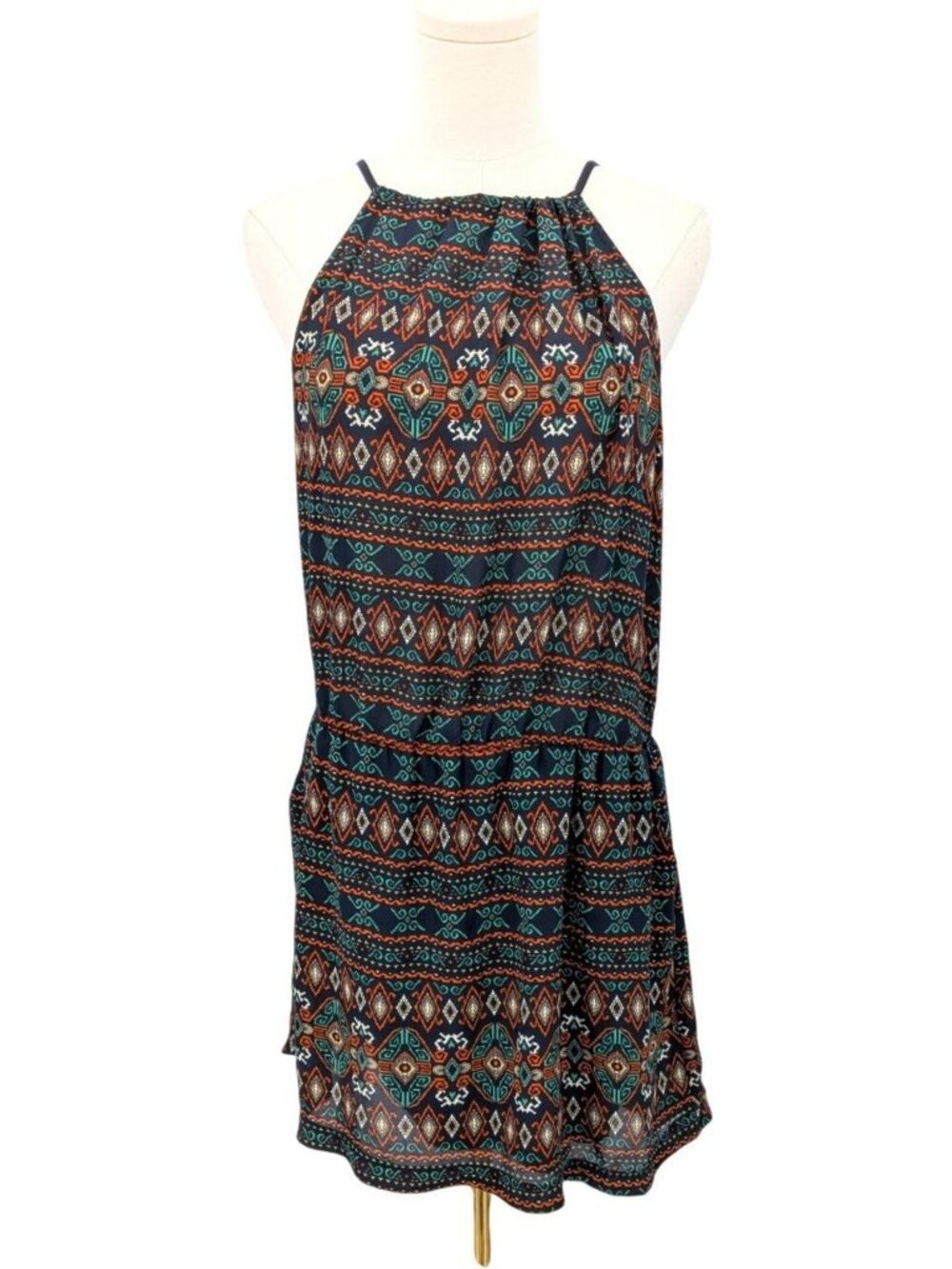 Boho Tribal Print Halter Mini Dress